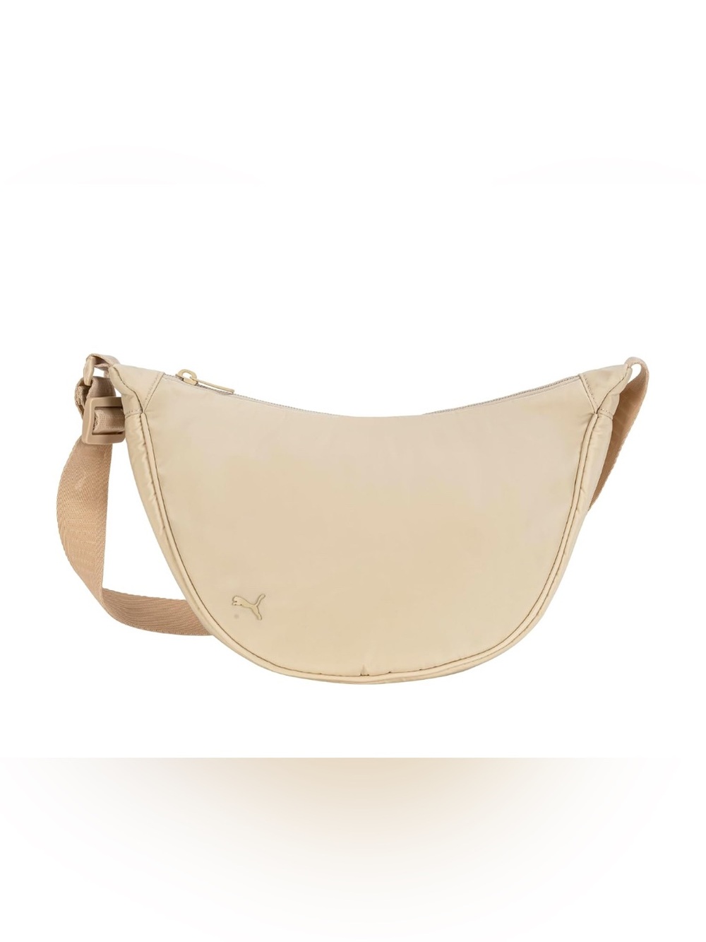 Puma sand Cream Crescent Crossbody Bag with Adjustable Strap